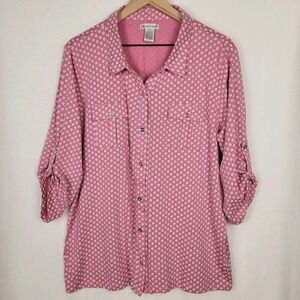 Hastings & Smith Pink Floral Button‎ Front Top Womens Plus 2X Cottagecore NWOT